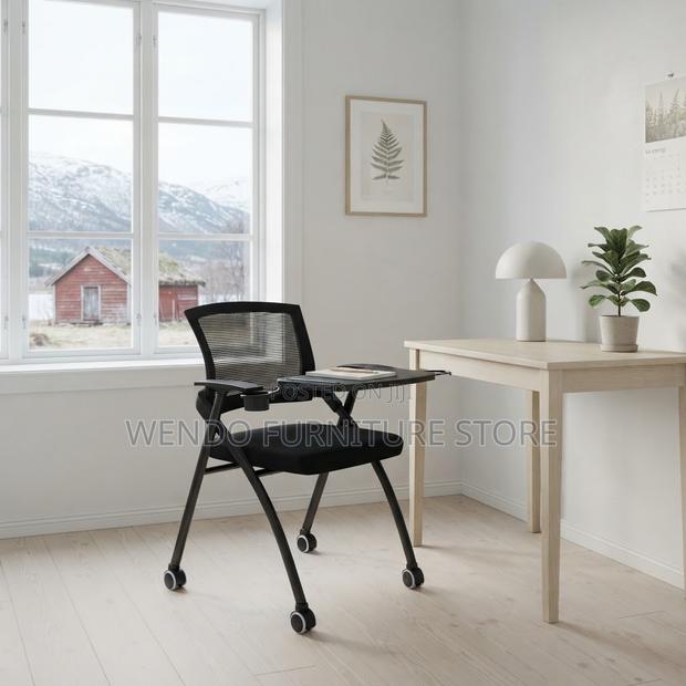 Office Chairs; Black Modern Foldable School Chairs With Wheels - main view