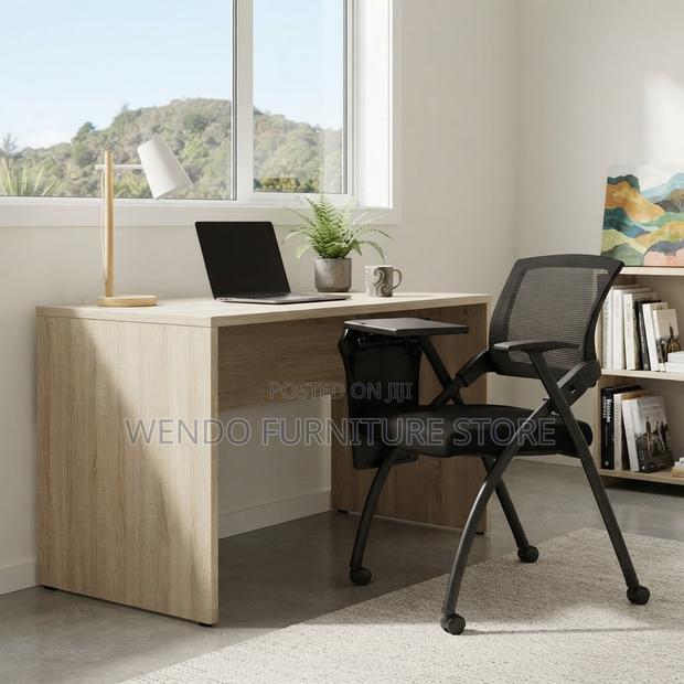 Office Chairs; Black Modern Foldable School Chairs With Wheels - thumbnail 3