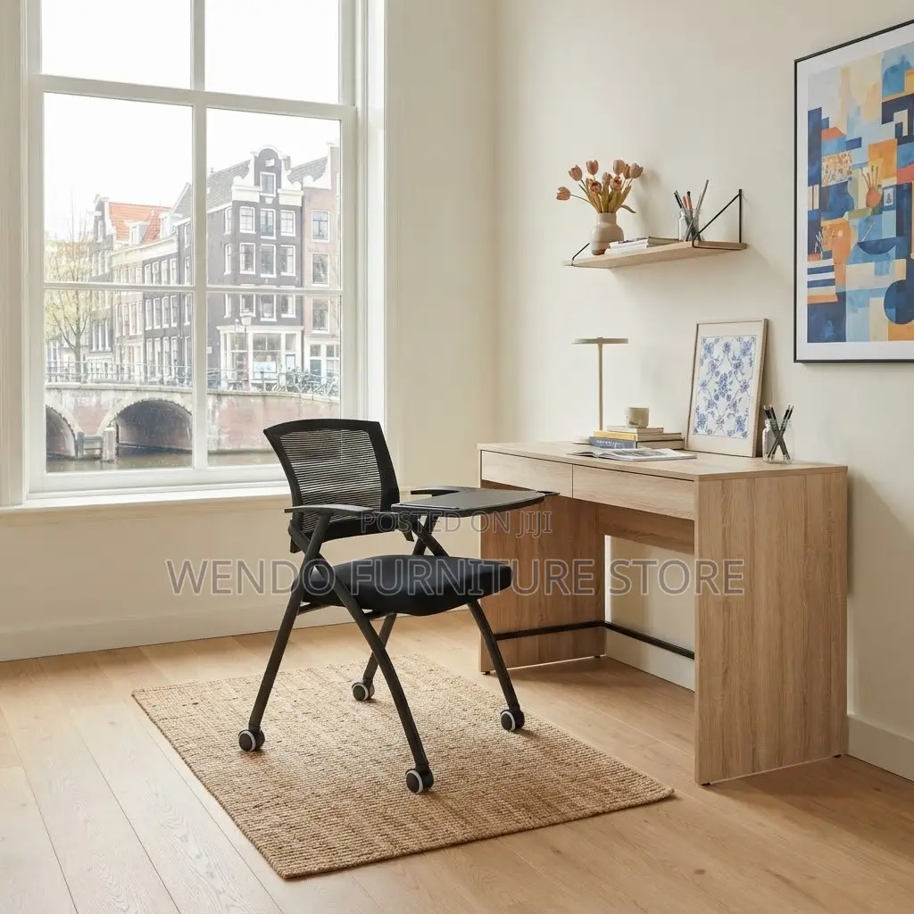 Office Chairs; Black Modern Foldable School Chairs With Wheels