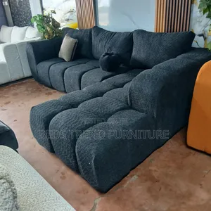 6-Seater L Seat Sofa Black Bubble Design Elegance