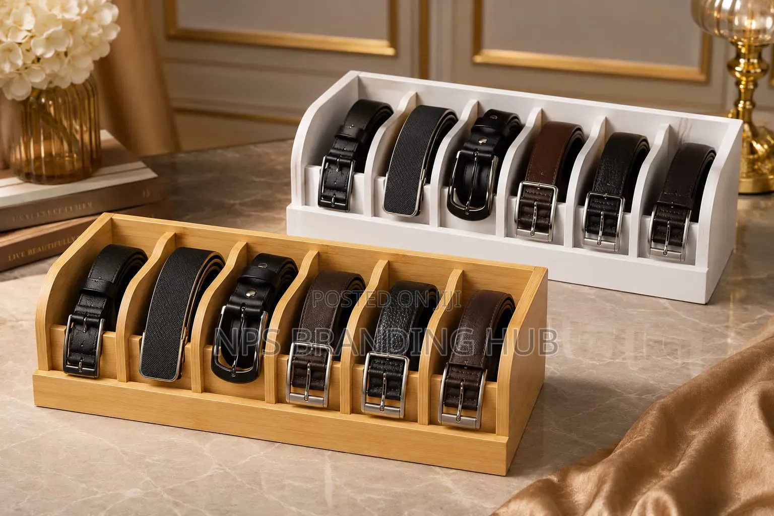 Bamboo Belt Organizer Size: 35×15×11cm (Rt
