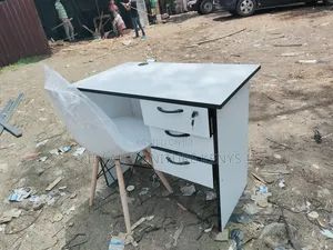 White Office Desk With Storage Drawers and Chairs