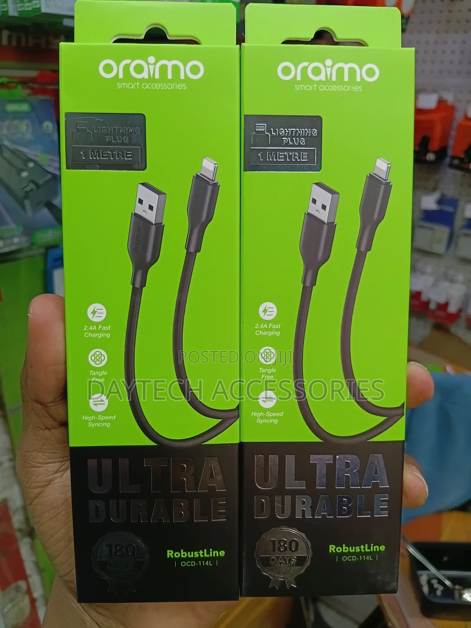 Oraimo RobustLine USB-A to Lightning 2A 1M Charging Data Cable.