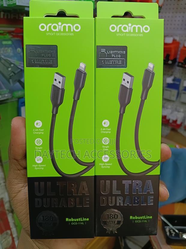 Oraimo RobustLine USB-A to Lightning 2A 1M Charging Data Cable.