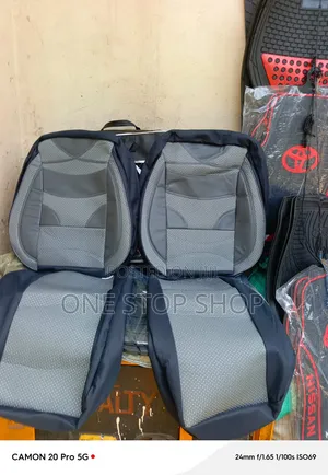 Grey Car Seat Cover With Two Tone Design With Textured Mesh Panel