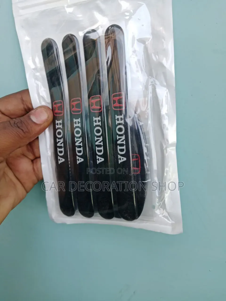 Honda Branded 8pc Black Rubber Flexible Self Adhesive Stickers