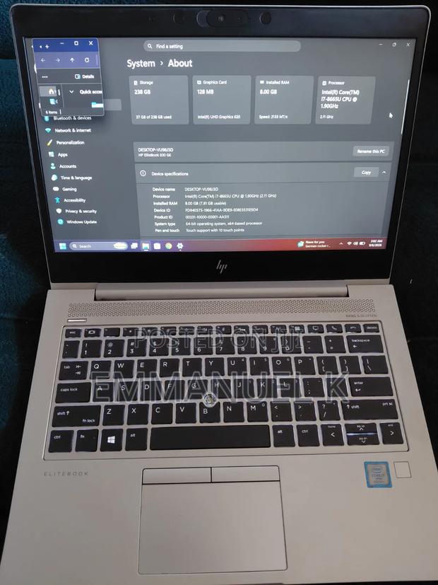 Laptop HP EliteBook 830 G6 8GB Intel Core i7 SSD 256GB - main view