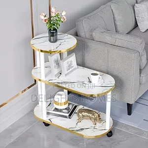 3 Layer 2 Oval Round Top Trolley Rack Table-Pa
