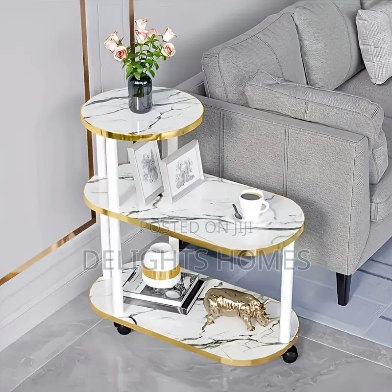 3 Layer 2 Oval Round Top Trolley Rack Table-Pa