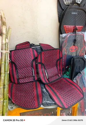 Red_black Patterned Mesh Design 2pc Crocheted Pattern Seat Covers