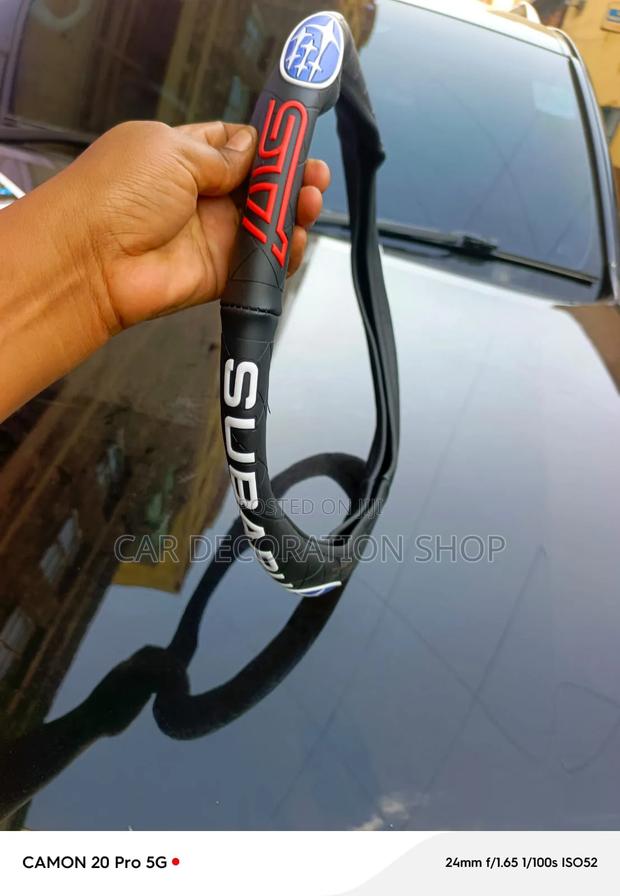 Sporty Subaru Steering Wheel Cover Stitched Faux Leather
