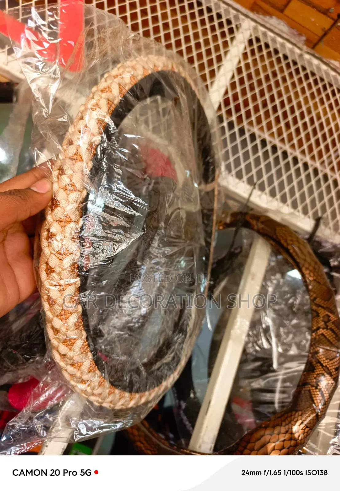 Handcrafted Braided Steering Wheel Cover in Baije Thread