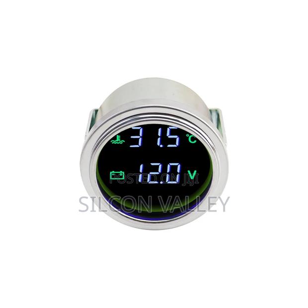 2 in 1 Round Voltage and Temperature Gauge With Blue Display - thumbnail 2