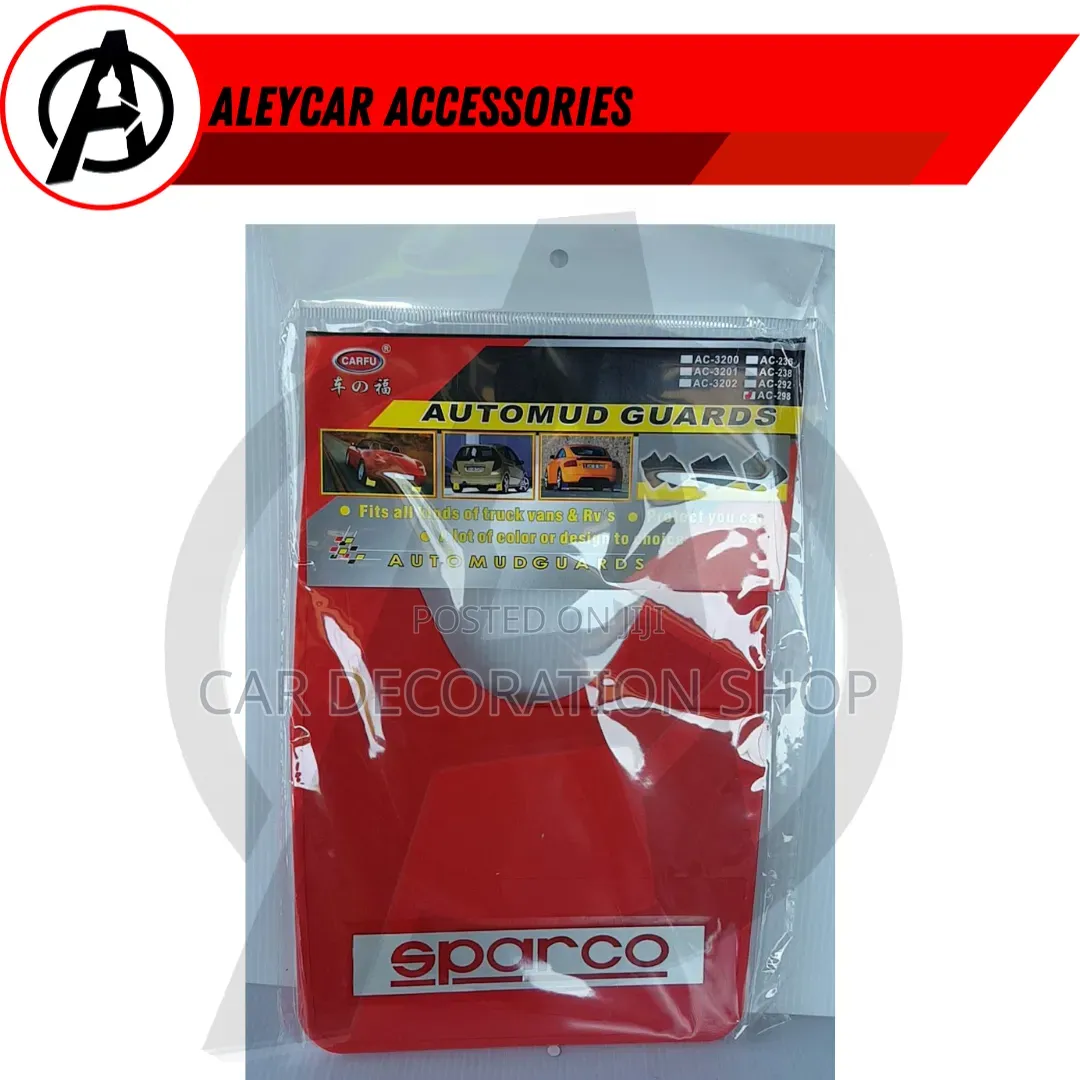 Bright Red Sparco White Logo Mudflap Protect Car From Mud,rocks,debris