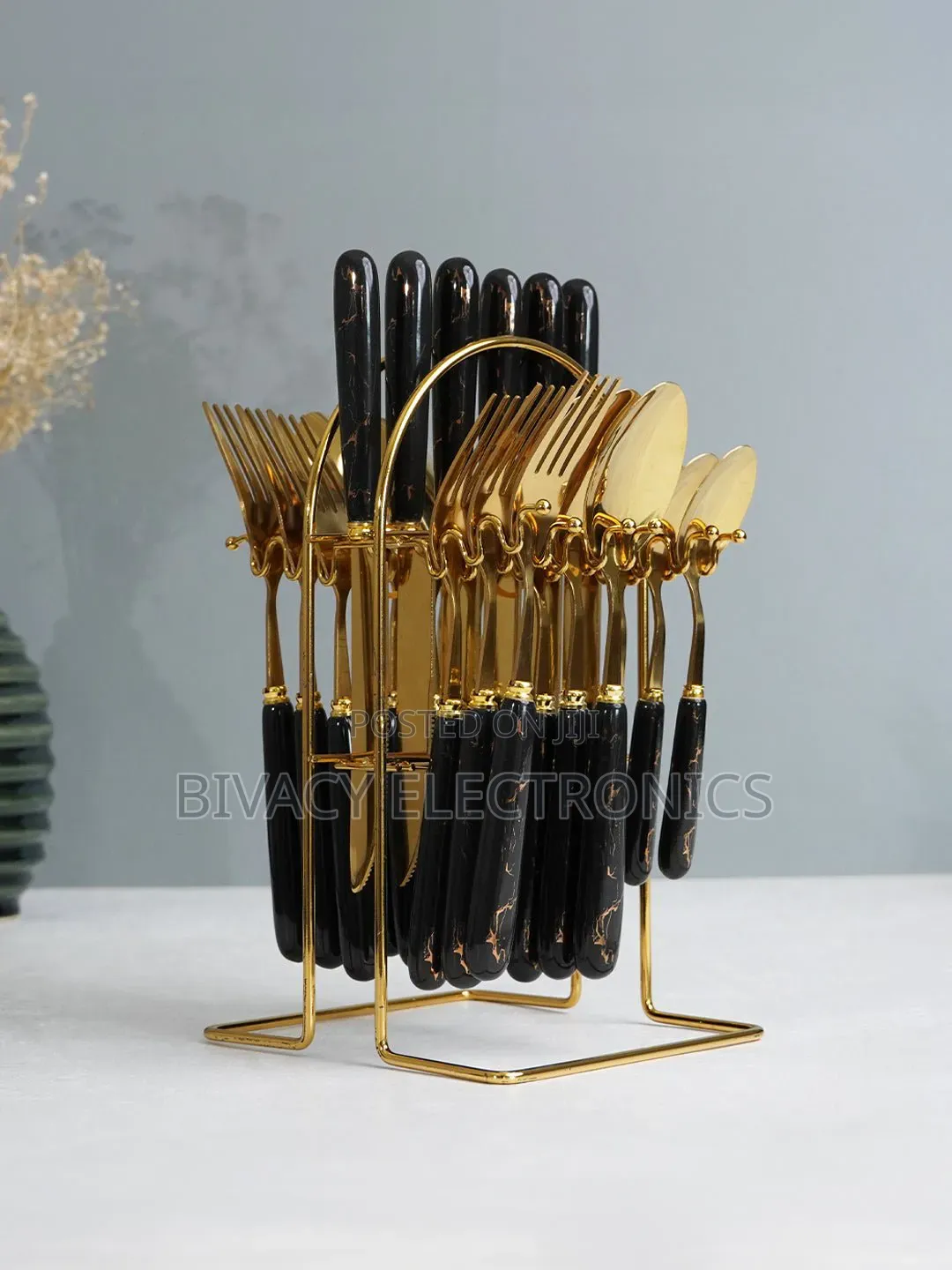 Heavy Marble Gold Cutlery Sets 24 PCS Perfect Excellent
