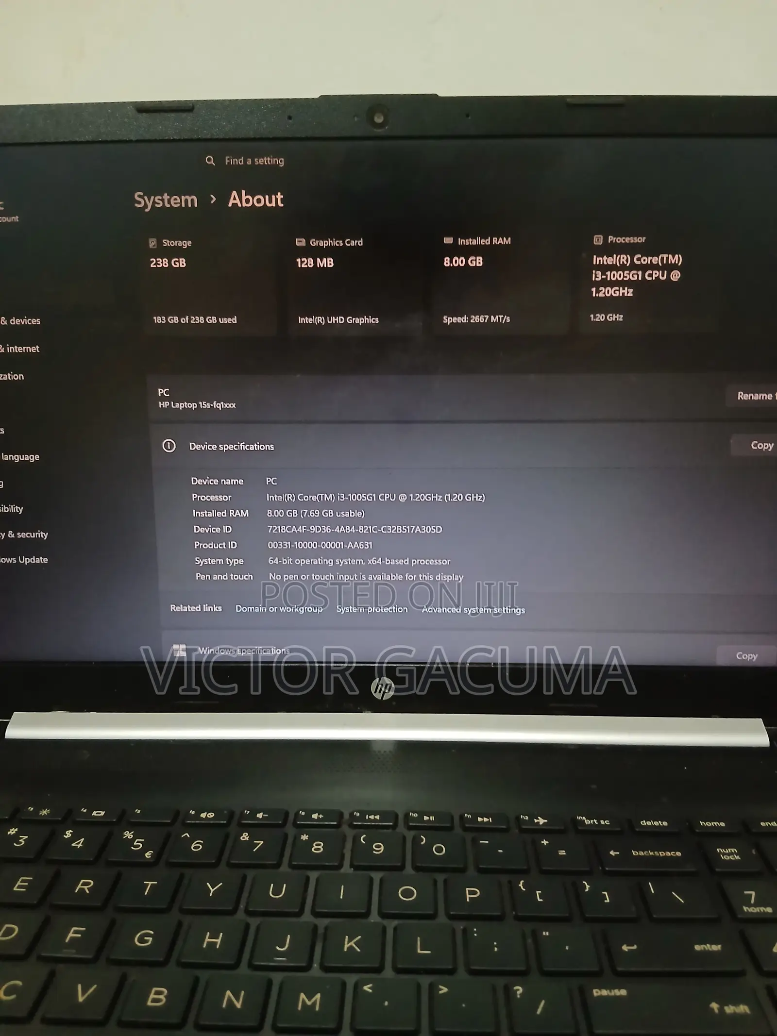Laptop HP 15S 8GB Intel Core i3 HDD+SSD 256GB