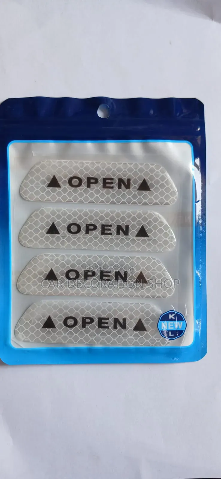 4pc Set White or Blue Door Open at Night Traffic Reflective Stickers