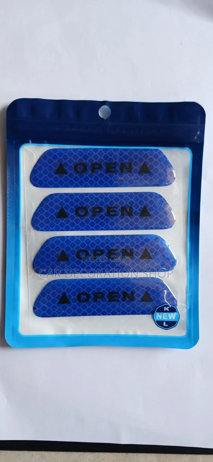 4pc Set White or Blue Door Open at Night Traffic Reflective Stickers