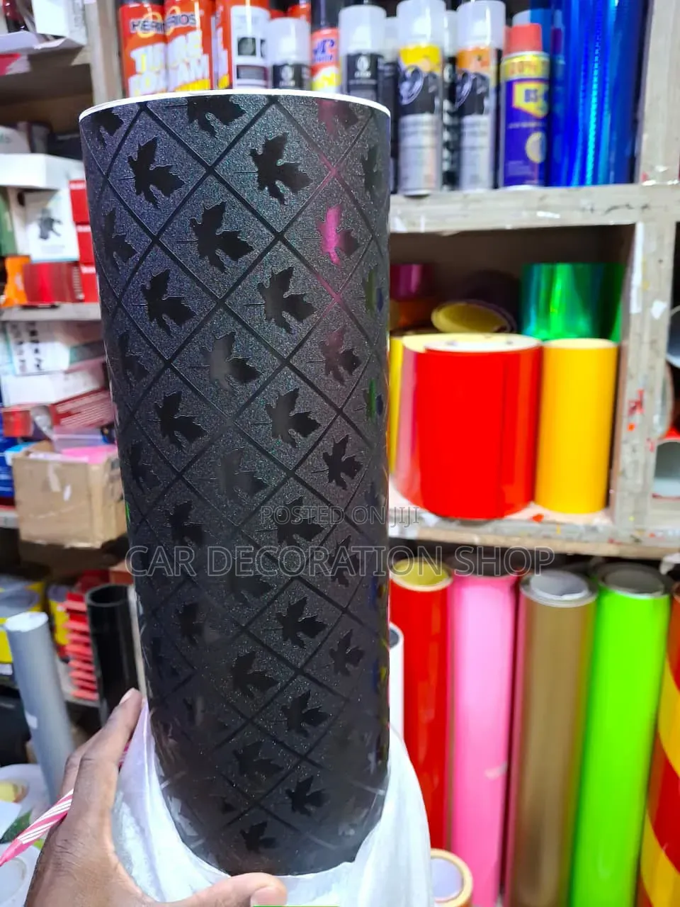 1.5*1mtr Diamond Grid Maple Leaf Pattern Vinyl Wrap
