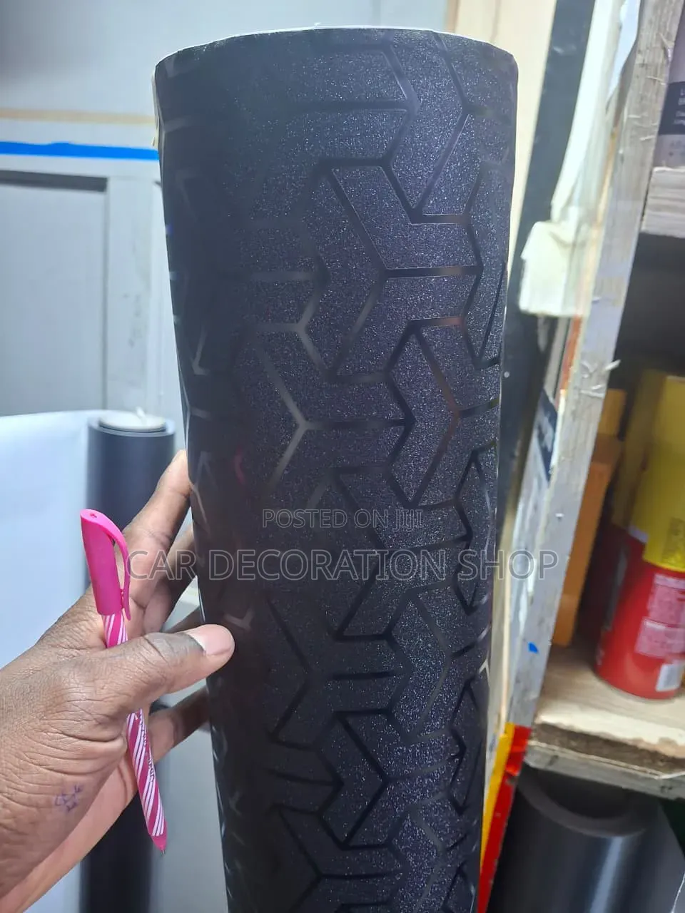1.5*1mtr Diamond Grid Maple Leaf Pattern Vinyl Wrap