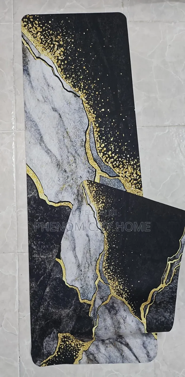 Marble 2pc Absorbent Kitchen Mats