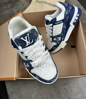 Louis Vuitton LV Trainer Sneaker Monogram Denim White Blue Colorway