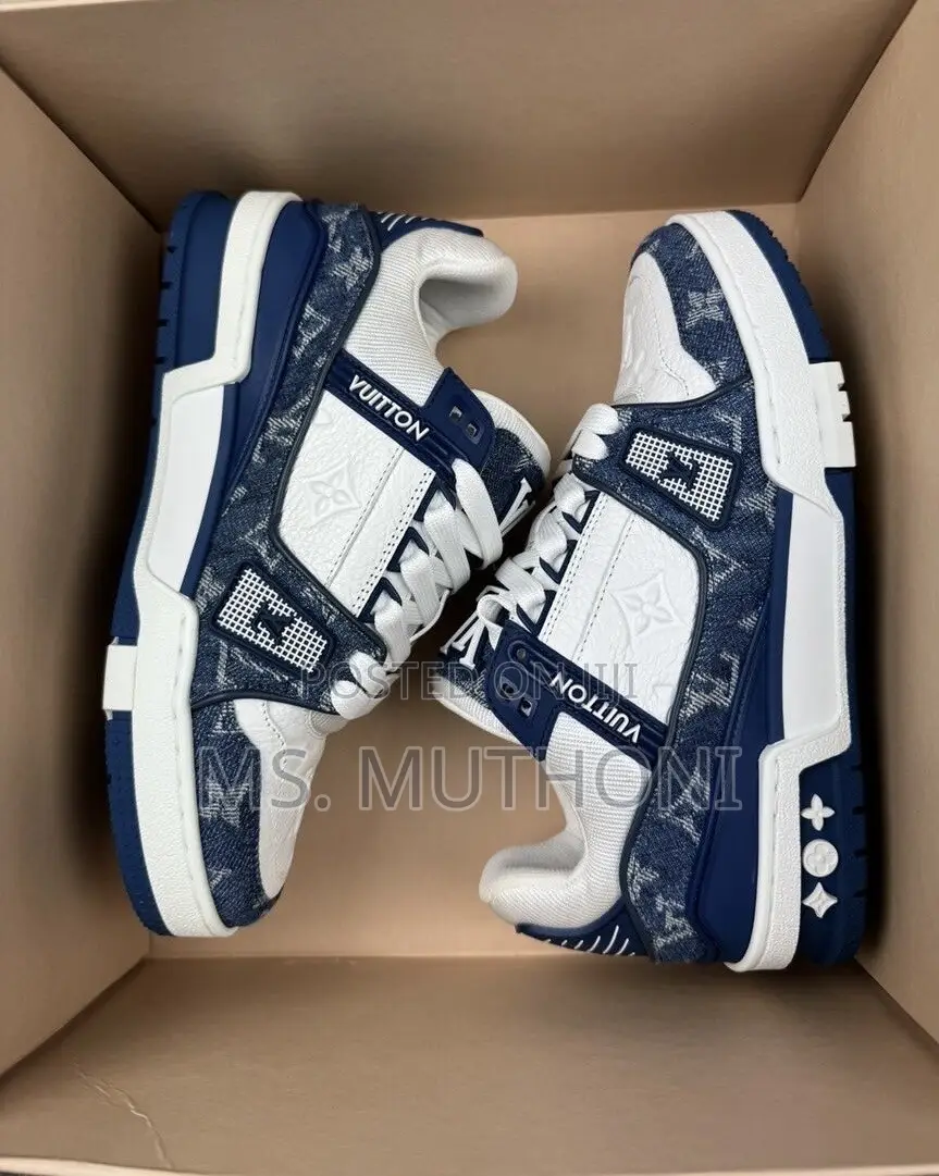 Louis Vuitton LV Trainer Sneaker Monogram Denim White Blue Colorway