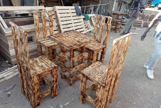 Wooden Dining Chairs and Rustic Wooden Dining Table - thumbnail 2