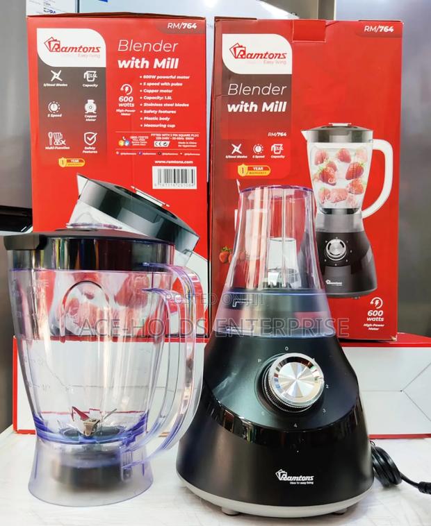2 in 1 Ramtons 600watts Blender With Grinder Jar Combo 5 Speed - thumbnail 2