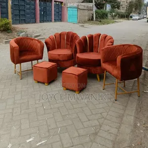 2 Pedicure Seats, Stools and 2 Manicure Seats, Burnt Orange 