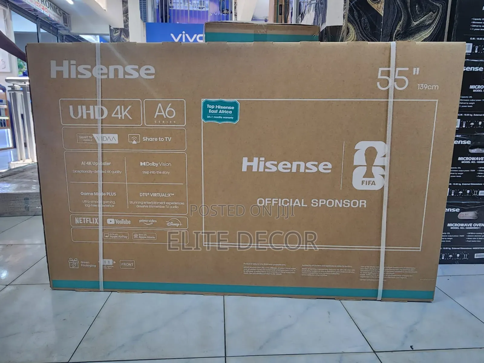 Hisense 55′′ UHD Smart Frameless TV – A6 Series Inbuilt Decorder