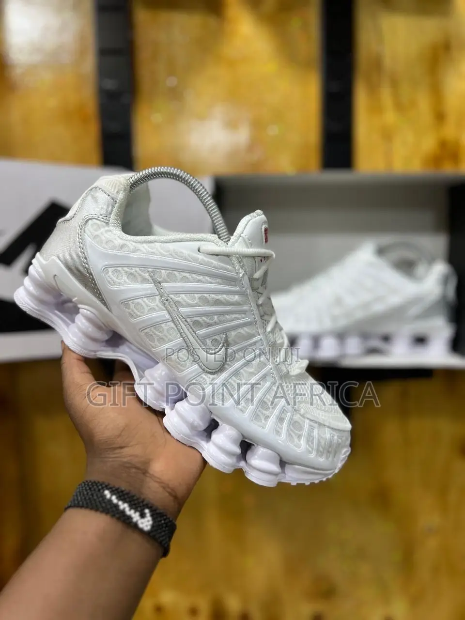 Classic Nike Shox Sneakers in Red and White