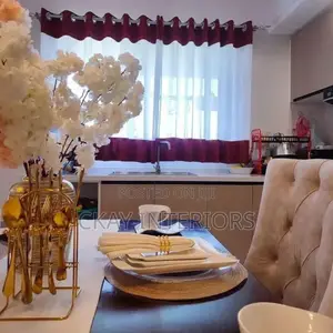 Kitchen Blended Yellow and Maroon Themed Window Curtains