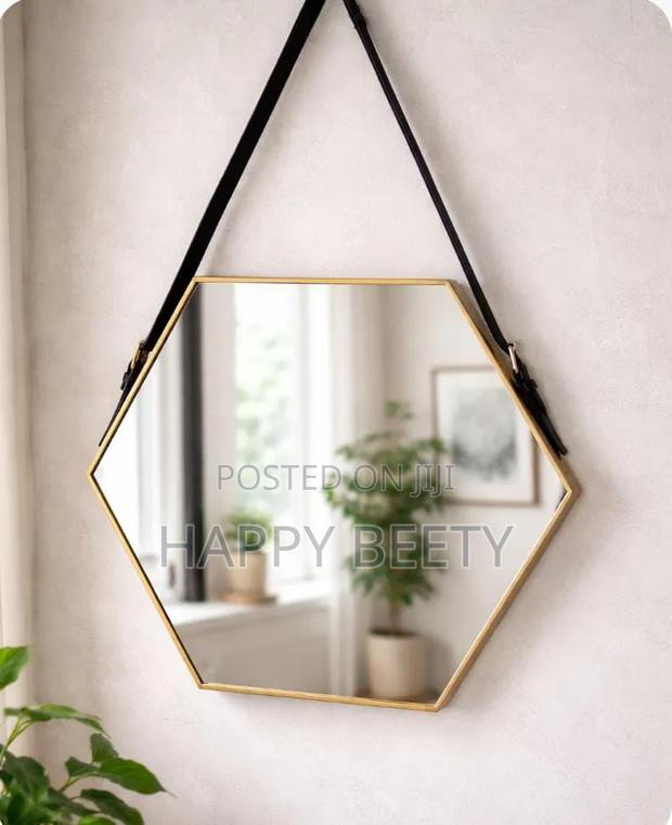 HD Hexagonal Decorative Wall Mirror - main view