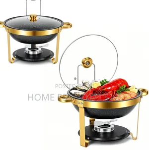 6L Premium Quality Black Round Granite/ Stainless Steel Chafing Dish