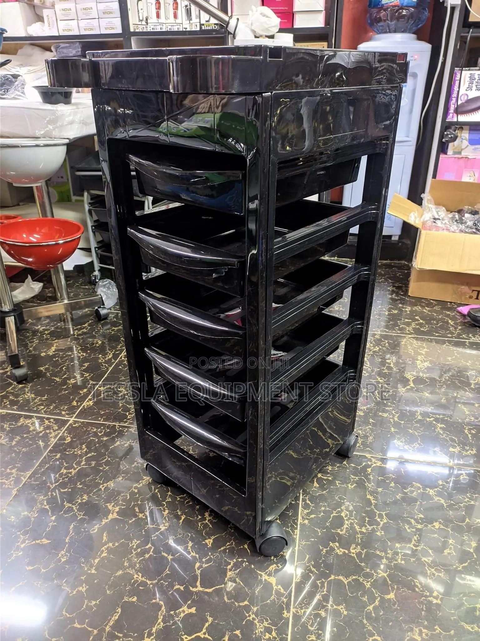 Multilevel Mobile Hairdressing Trolley Cart With Drawers