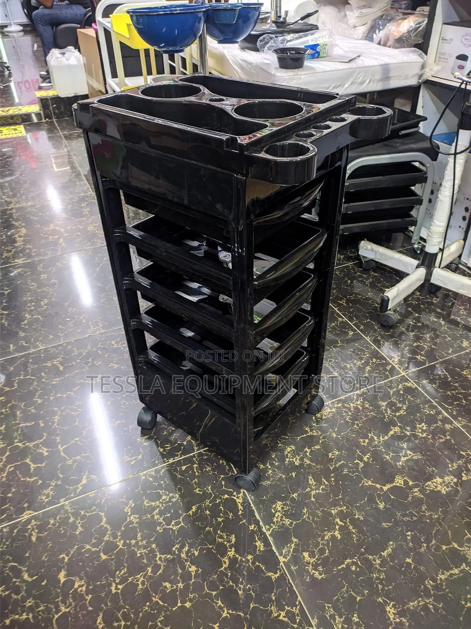 Multilevel Mobile Hairdressing Trolley Cart With Drawers