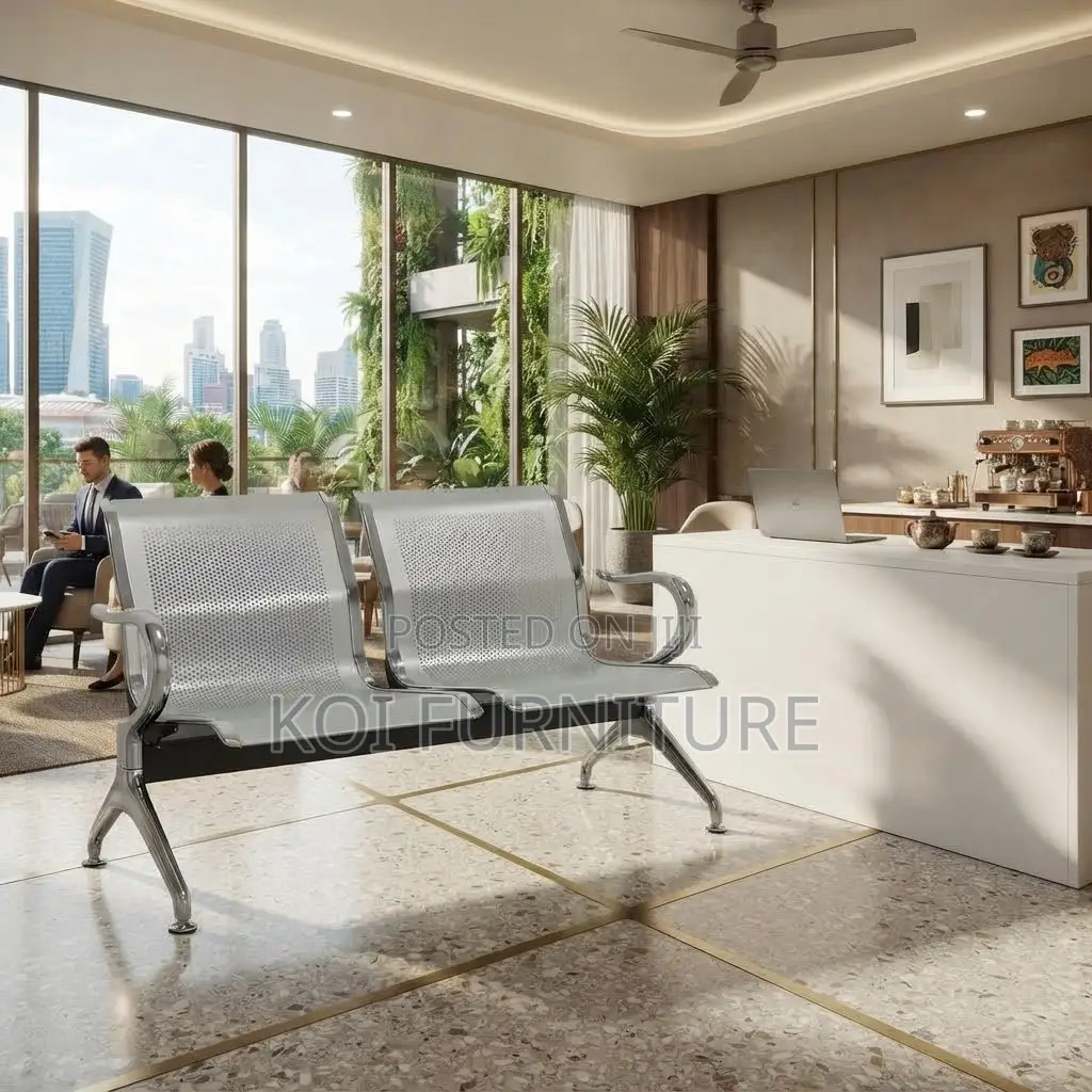 Office Bench; Two Seaters Stainless Steel Modern Reception Bench