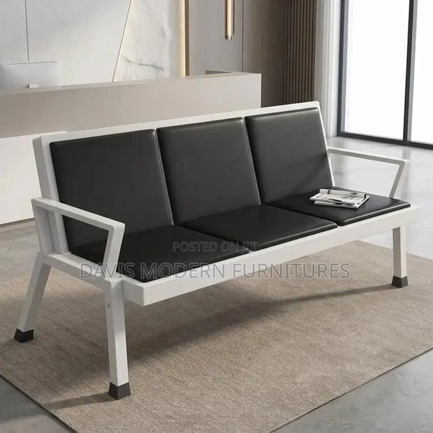 3-Seater Leather Waiting Bench