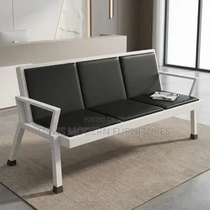 3-Seater Leather Waiting Bench