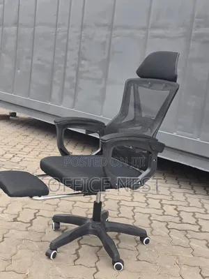 Ergonomic Executive Office Chair With Footrest - Reclining Mesh Chair