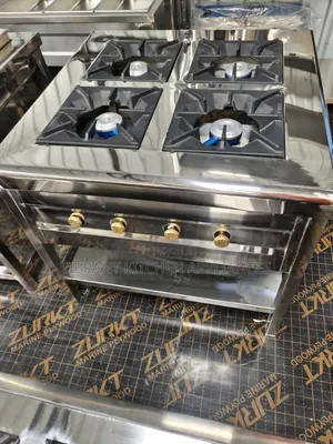 Four Burner Stainless Steel Commercial Cooker With Cast Iron Grill