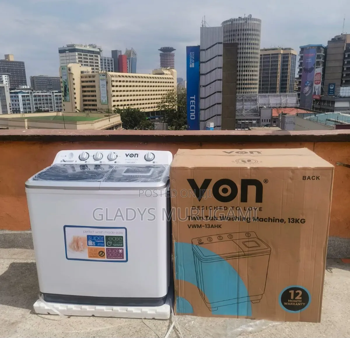 Von 13kgs Twin Tub Washing Machine