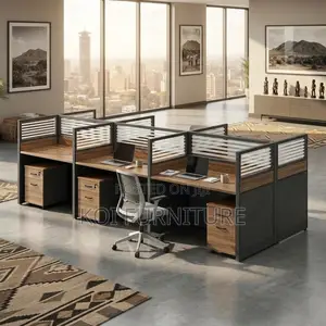 Office Workstation; Brown Six Users Modern Office and Cafe Workstation