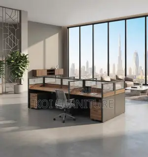 Office Workstation; Brown Six Users Modern Office and Cafe Workstation