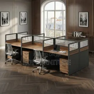 Office Workstation; Brown Six Users Modern Office and Cafe Workstation