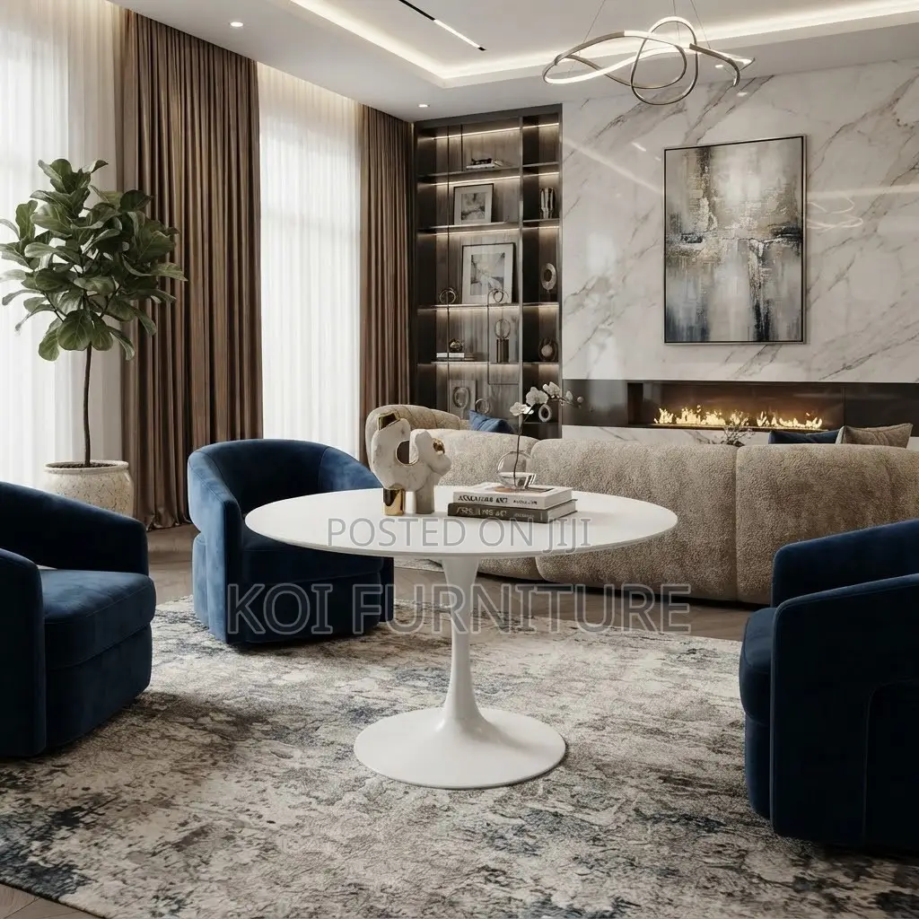 Coffee Table; Round Modern Marble Coffee Tea Table