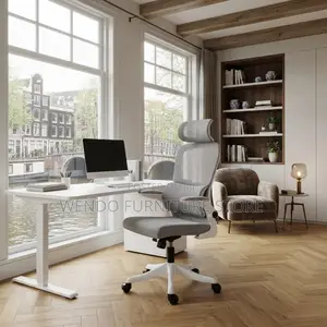 Office Chairs; White Mesh Fabricated Orthopedic Chairs