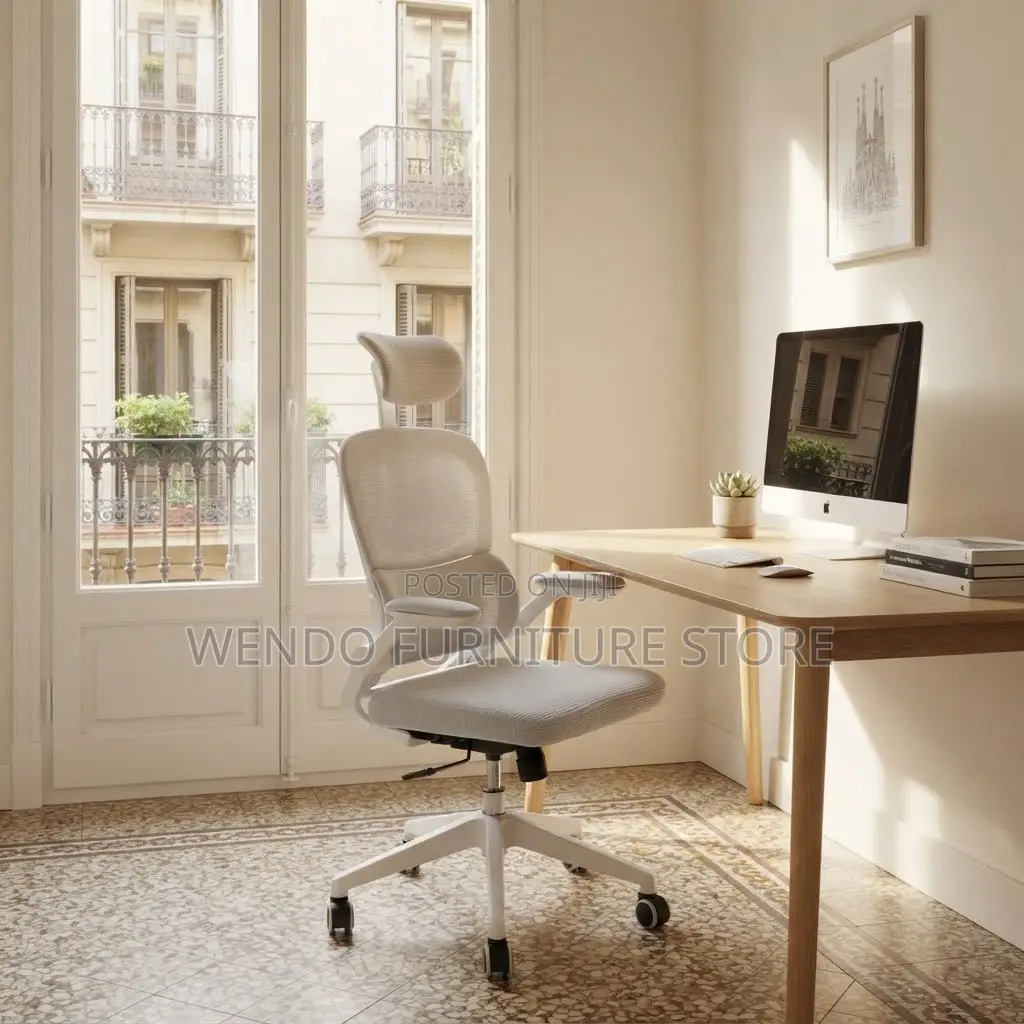 Office Chairs; White Mesh Fabricated Orthopedic Chairs