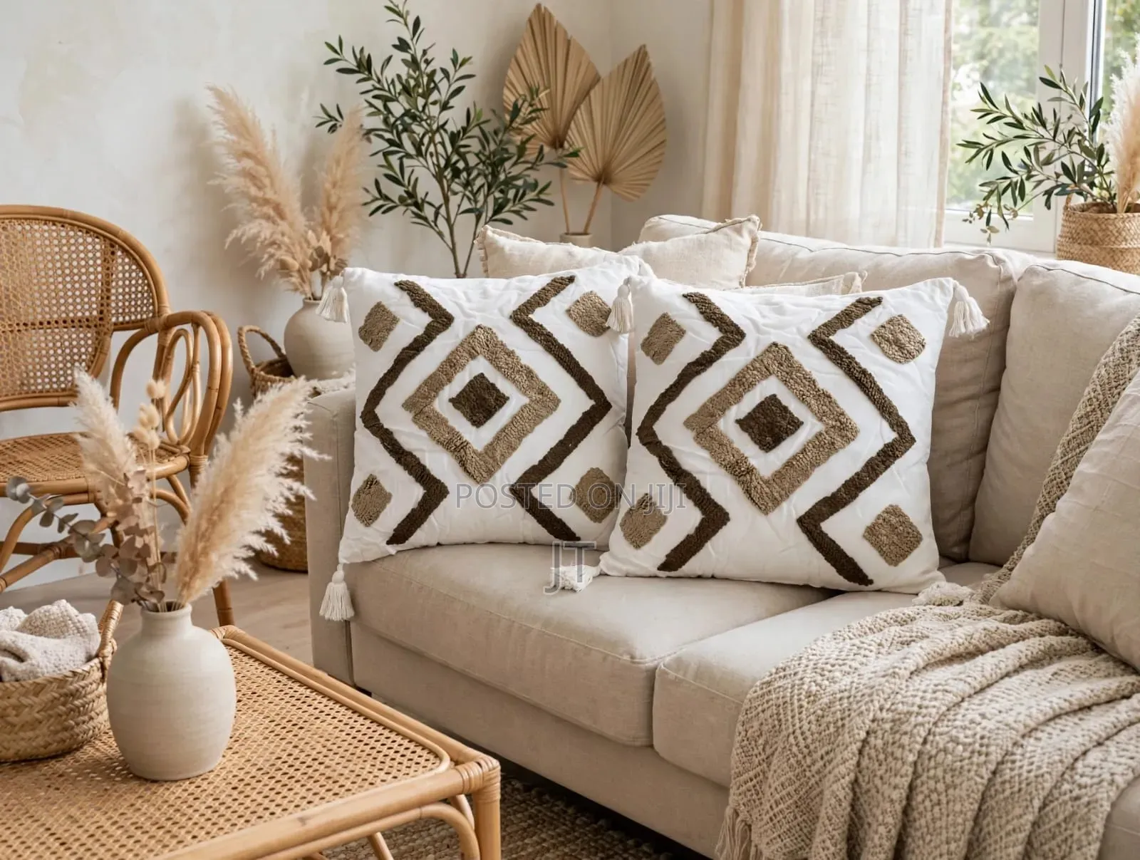 Boho Tufted Decorative Throw Pillow Case
